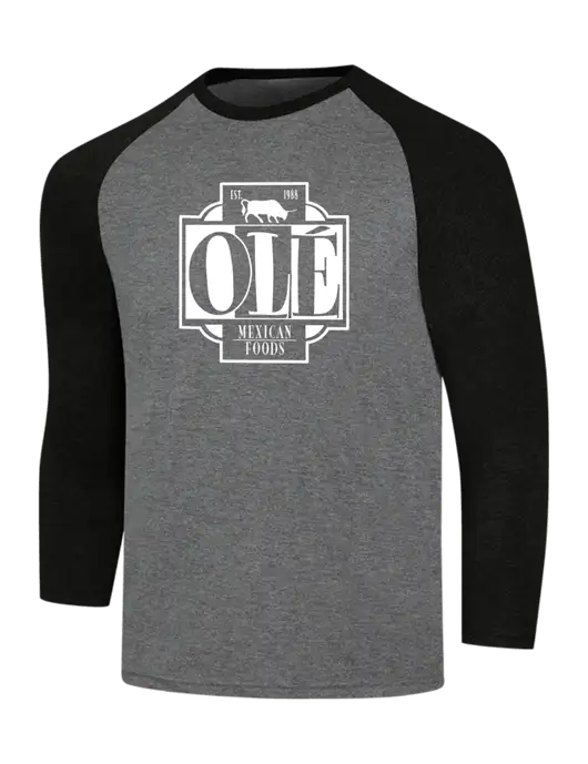Simply Soft 3/4 Sleeve Black Frost/Grey Frost Ring Spun Cotton T-Shirt w/Ole Logo