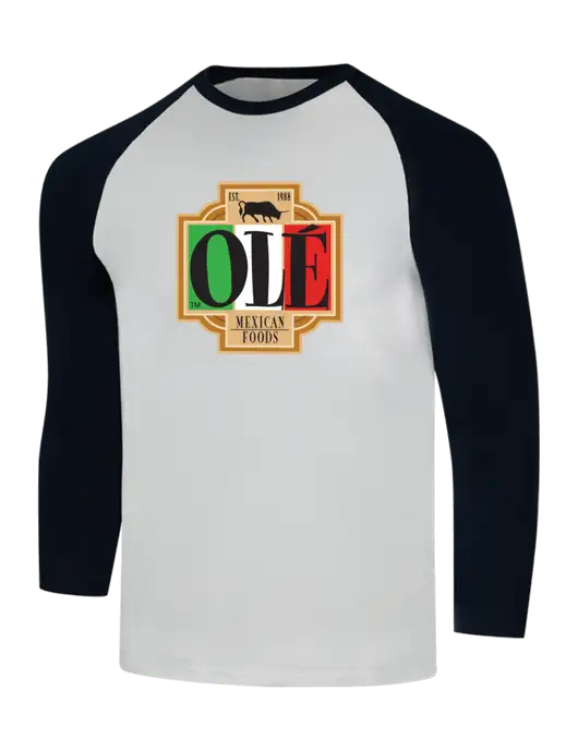 Simply Soft 3/4 Sleeve Black/White Ring Spun Cotton T-Shirt w/Ole Logo