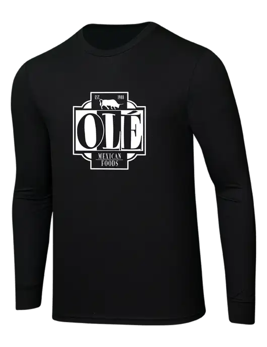 Simply Soft Long Sleeve Black 4.5 oz, Poly/Combed Ring Spun Cotton T-Shirt w/Ole Logo