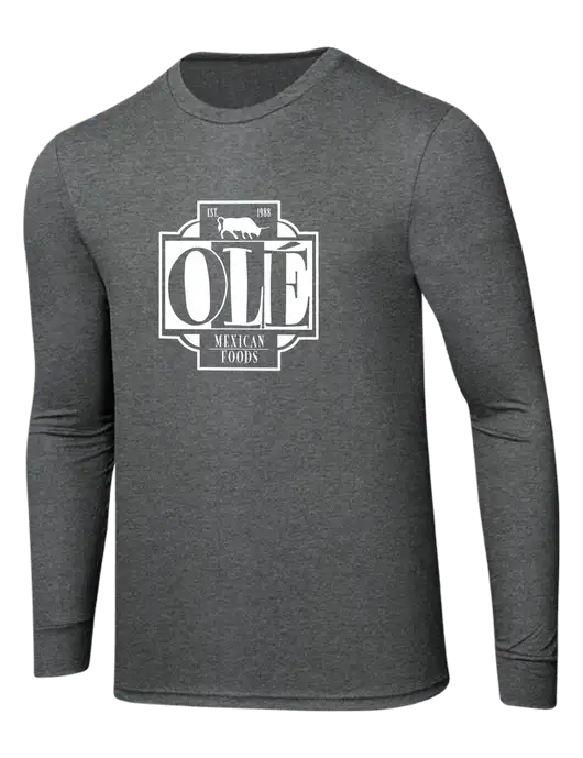 Simply Soft Long Sleeve Medium Grey Frost 4.5 oz, Poly/Combed Ring Spun Cotton T-Shirt w/Ole Logo