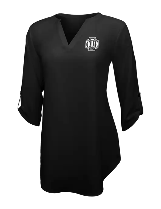 Womens Black 3/4 Sleeve Tunic Blouse w/Ole Logo