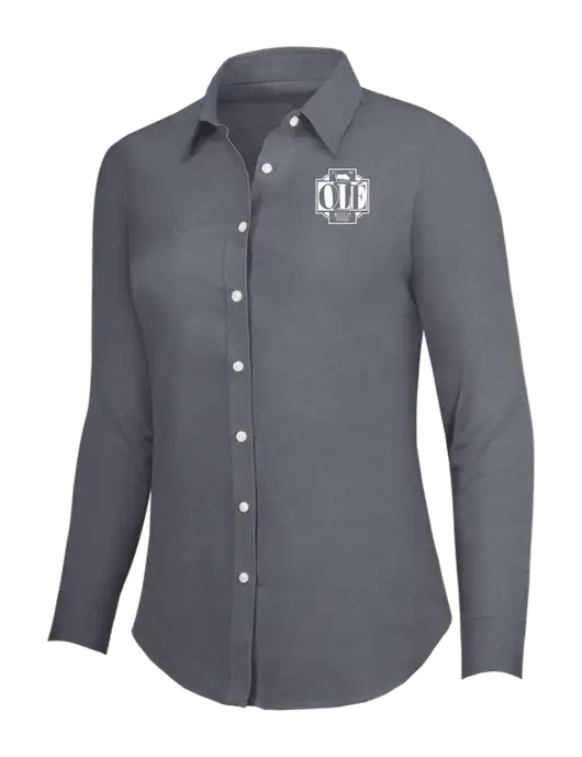 Dark Grey Womens SuperPro Oxford Shirt w/Ole Logo