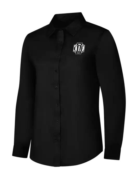 Womens Black Long Sleeve Superpro React Twill Shirt w/Ole Logo