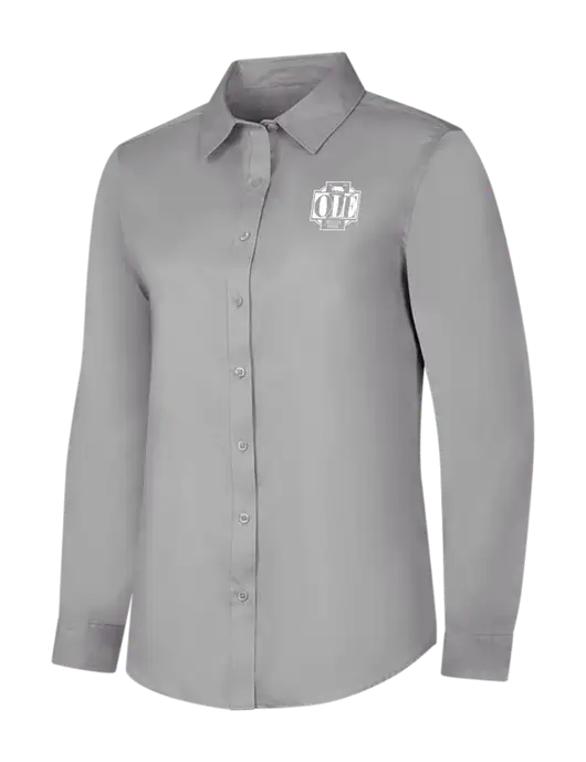Light Grey Womens Long Sleeve Superpro React Twill Shirt w/Ole Logo