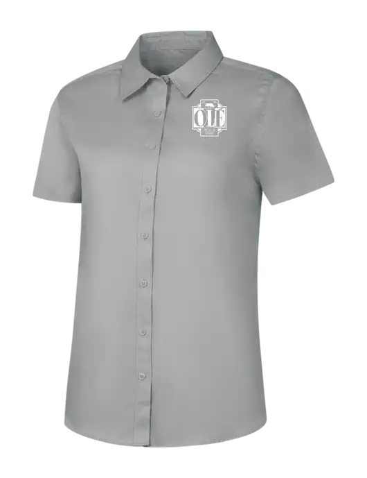 Womens Light Grey Short Sleeve Superpro React Twill Shirt w/Ole Logo