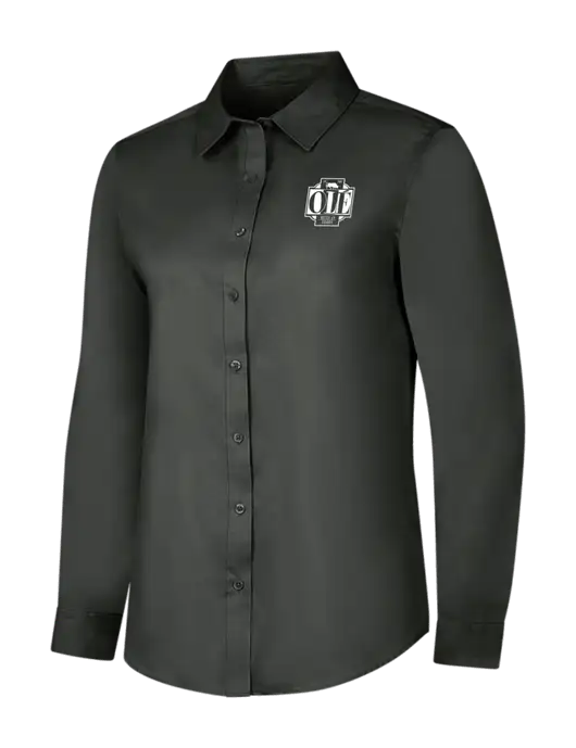Dark Grey Womens Long Sleeve Superpro React Twill Shirt w/Ole Logo