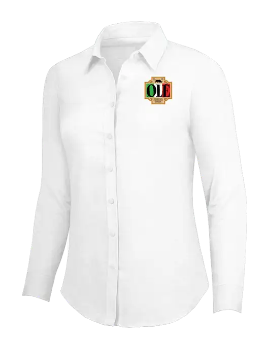 White Womens SuperPro Oxford Shirt w/Ole Logo