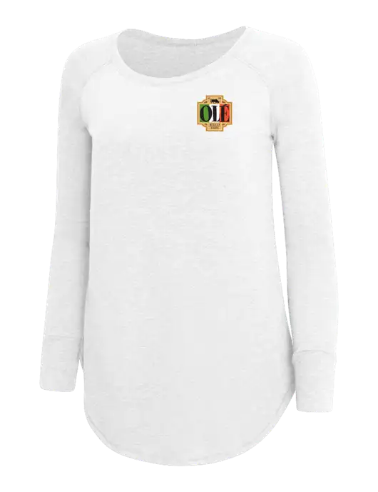 Womens Perfect Wide Collar Tunic Tri-Blend White 4.5 oz T-Shirt w/Ole Logo