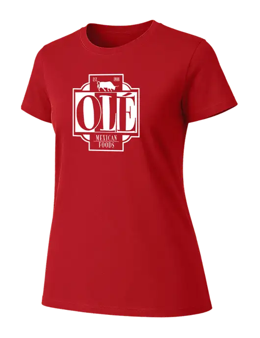 Womens Ring Spun Bright Red 4.5 oz T-Shirt w/Ole Logo