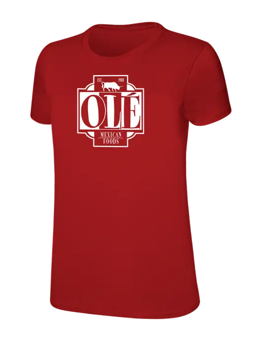 Womens Ring Spun Bright Red 4.5 oz T-Shirt w/Ole Logo
