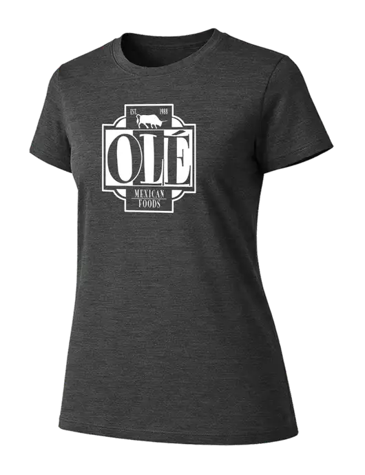 Womens Ring Spun Dark Heather Grey 4.5 oz T-Shirt w/Ole Logo