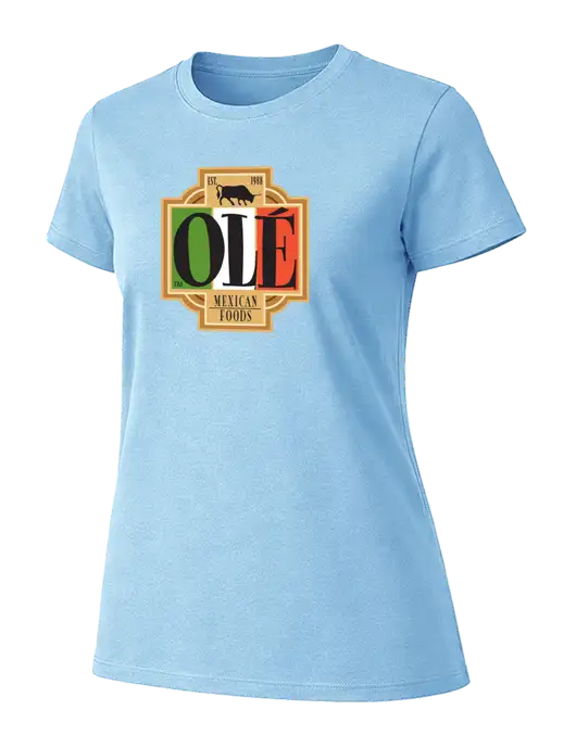 Womens Ring Spun Light Blue 4.5 oz T-Shirt w/Ole Logo