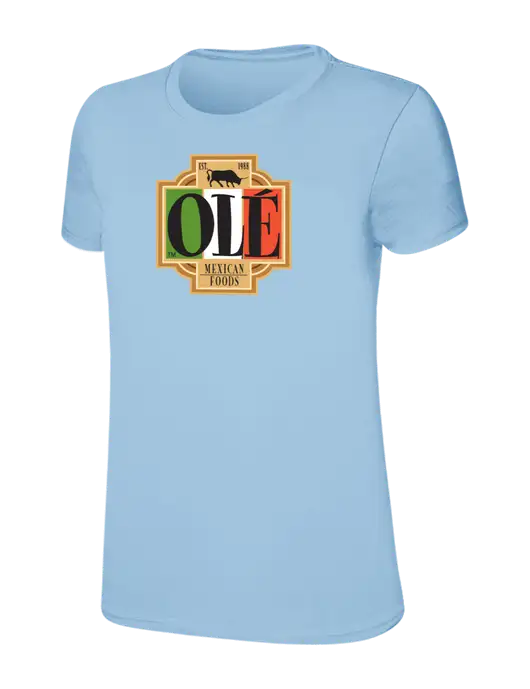 Womens Ring Spun Light Blue 4.5 oz T-Shirt w/Ole Logo