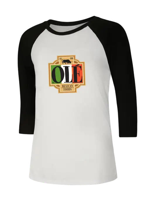 Womens Simply Soft 3/4 Sleeve Black/White Ring Spun Cotton T-Shirt w/Ole Logo