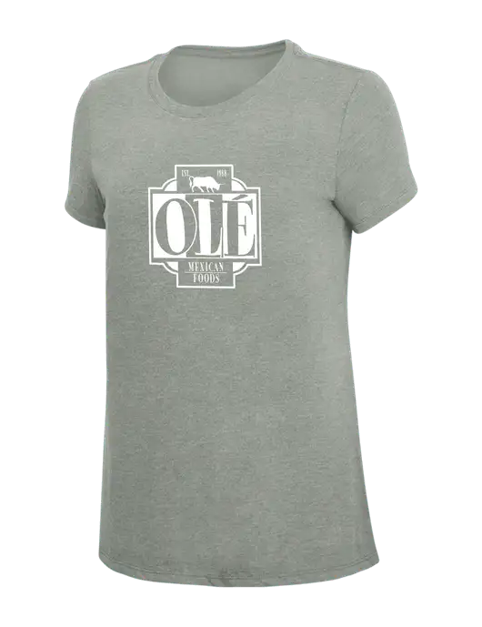Womens Simply Soft Grey Frost 4.5oz  Poly/Combed Ring Spun Cotton T-Shirt w/Ole Logo