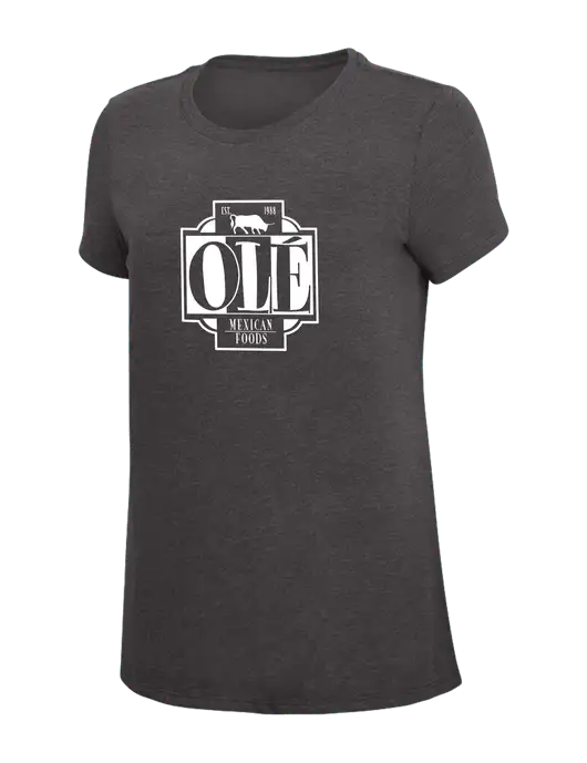 Womens Simply Soft Heather Charcoal 4.5oz  Poly/Combed Ring Spun Cotton T-Shirt w/Ole Logo