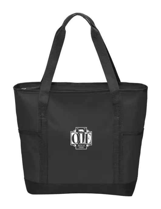 On the Go Black/Black Tote w/Ole Logo