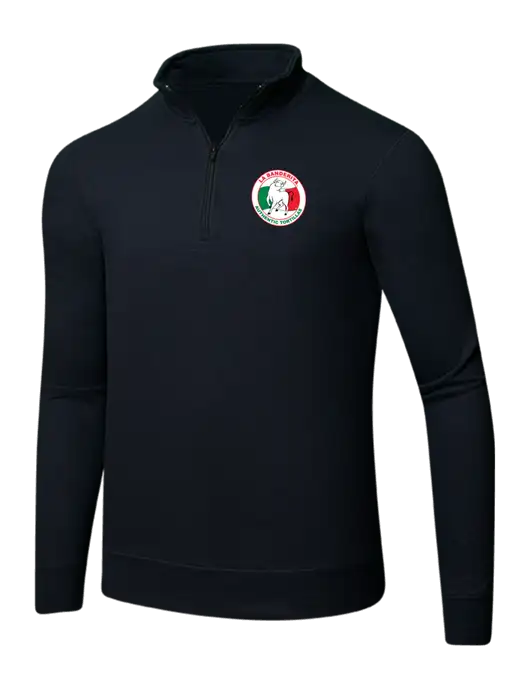 Jet Black 8.5 oz Ring Spun 1/4 Zip Pullover Sweatshirt w/La Banderita Logo