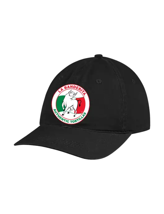 Garment Washed Unstructured Twill Black Cap w/La Banderita Logo