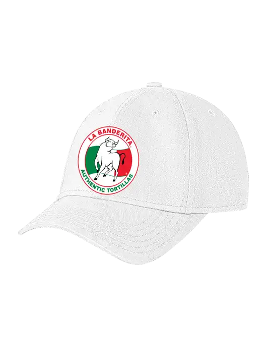 White Structured Soft Snap Closure Hook & Loop Cap w/La Banderita Logo