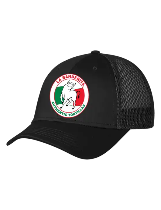 Black Mesh Trucker Cap Snap Back w/La Banderita Logo