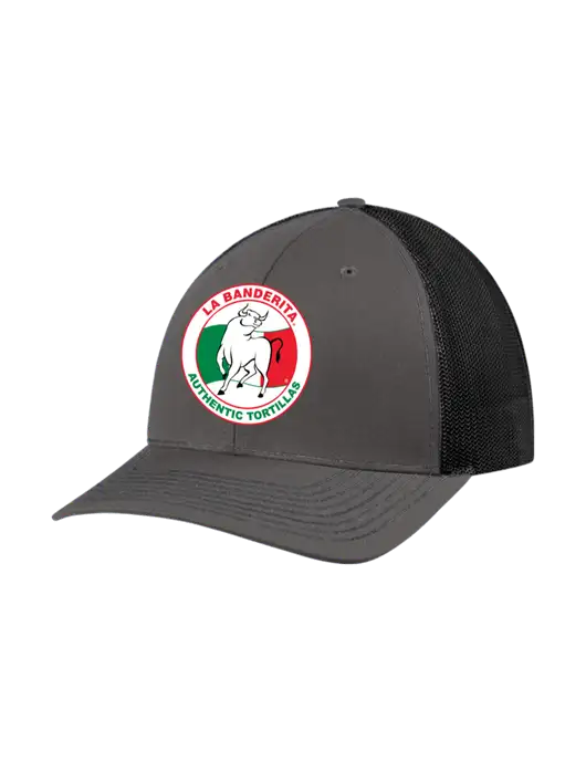 Richardson Adjustable Snapback Original 112 Trucker Cap Dark Grey w/Black Mesh w/La Banderita Logo