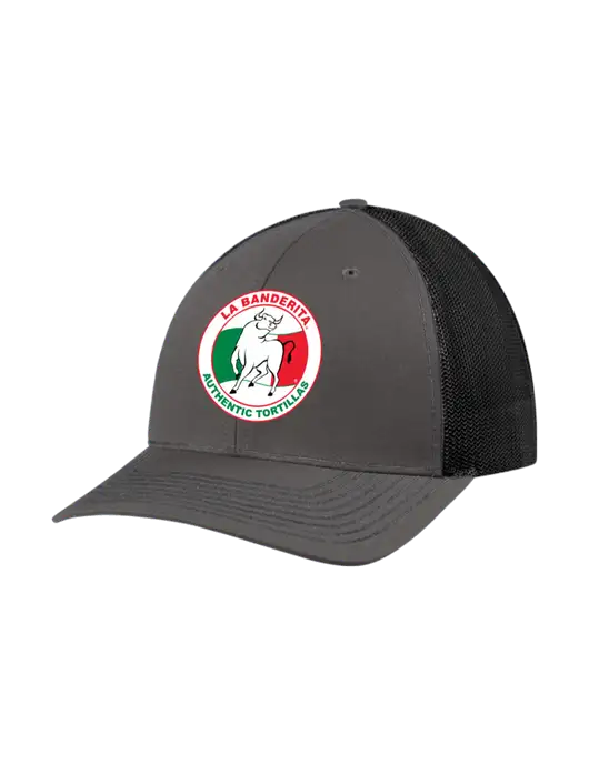Richardson Adjustable Snapback Original 112 Trucker Cap Dark Grey w/Black Mesh w/La Banderita Logo