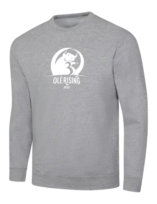 Light Grey Heather 7.8 oz Ring Spun Crew Sweatshirt w/Ole 35th Anniversary Logo
