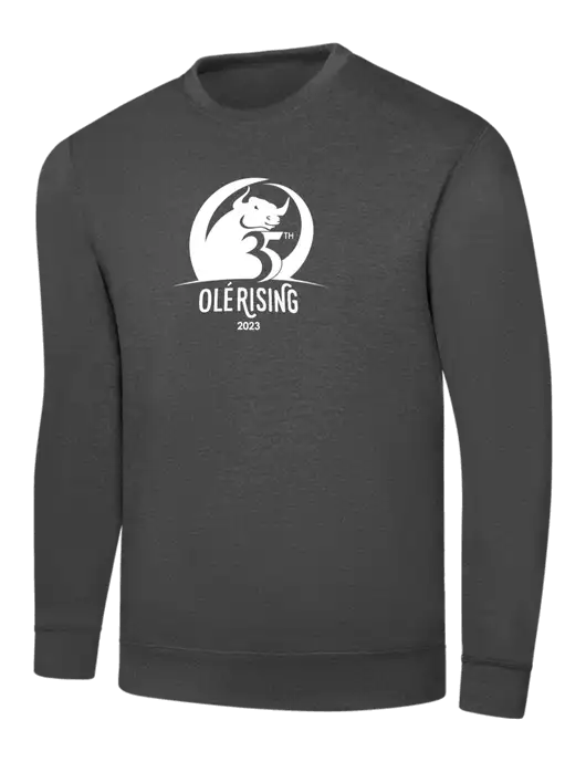 Charcoal 7.8 oz Ring Spun Crew Sweatshirt w/Ole 35th Anniversary Logo