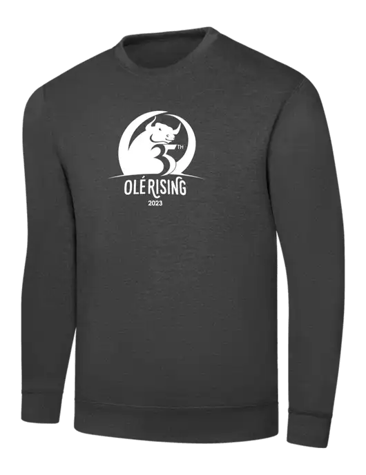 Dark Heather Grey 7.8 oz Ring Spun Crew Sweatshirt w/Ole 35th Anniversary Logo