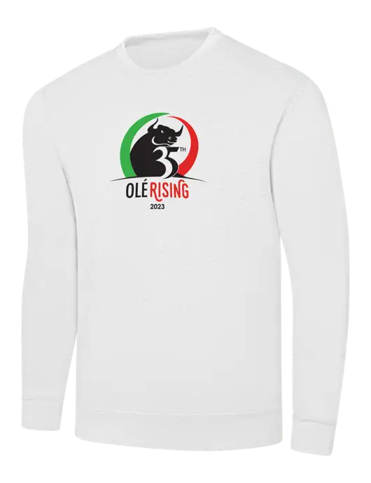 White 7.8 oz Ring Spun Crew Sweatshirt w/Ole 35th Anniversary Logo