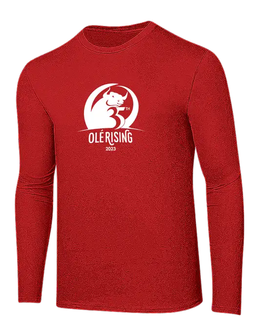 Ring Spun Dark Red 4.5 oz Long Sleeve T-Shirt w/Ole 35th Anniversary Logo