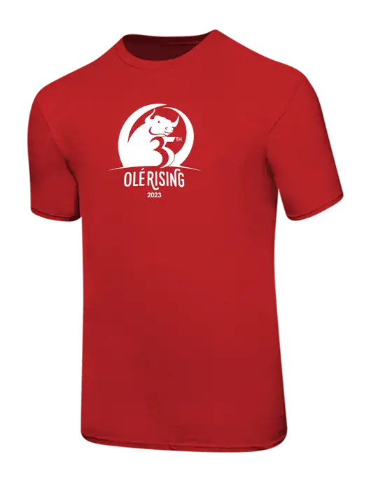 Ring Spun Red 4.5 oz T-Shirt w/Ole 35th Anniversary Logo
