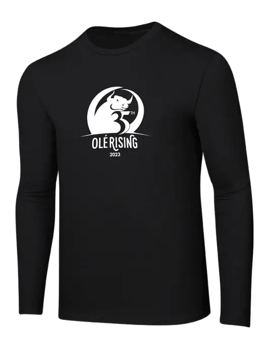 Ring Spun Jet Black 4.5 oz Long Sleeve T-Shirt w/Ole 35th Anniversary Logo