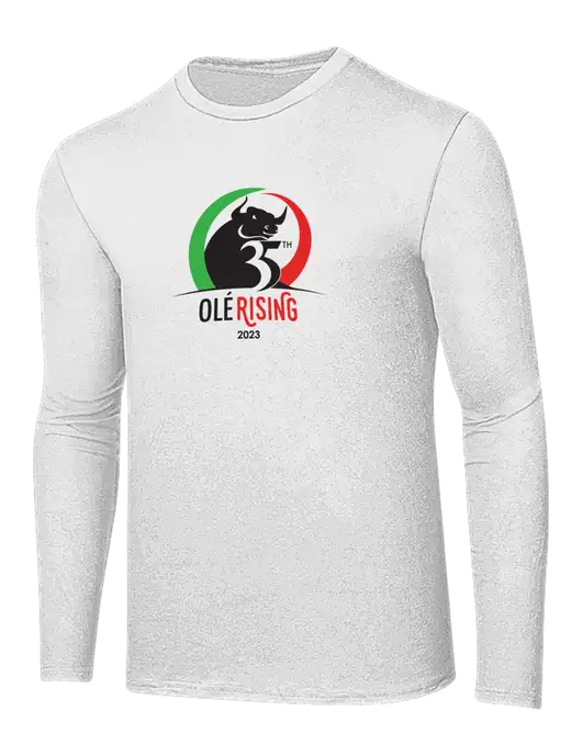 Ring Spun White 4.5 oz Long Sleeve T-Shirt w/Ole 35th Anniversary Logo