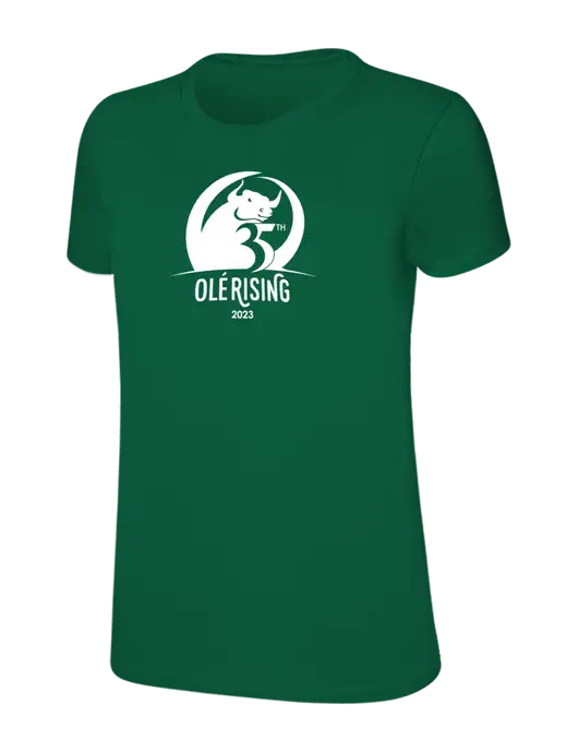 Womens Ring Spun Kelly Green 4.5 oz T-Shirt w/Ole 35th Anniversary Logo