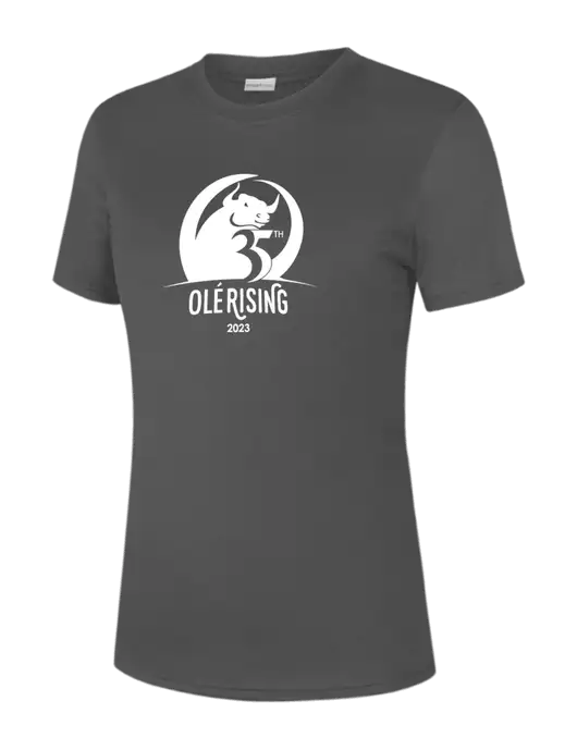  Womens Dark Grey PosiCharge Competitor Tee w/Ole 35th Anniversary Logo