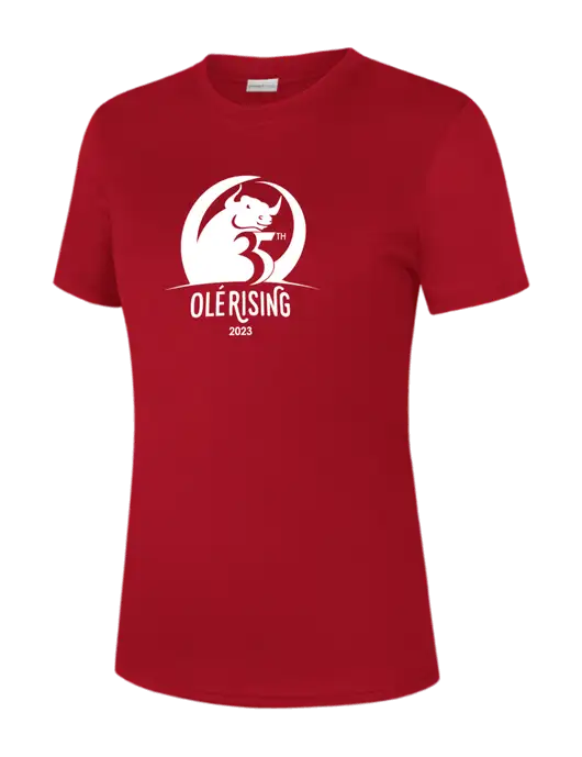  Womens Red PosiCharge Competitor Tee w/Ole 35th Anniversary Logo
